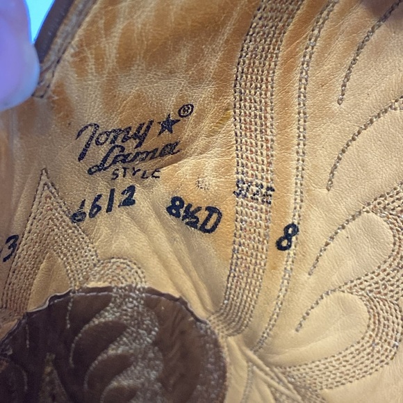 Tony Lama Western Cowboy Beige / Tan Boots Size 8 - 8 1/2 D Two Tone Colors - Picture 12 of 13